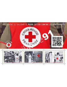 n° 5350- 5352 ** - Feuille 5350 - Croix-Rouge - Une chaîne de solidarité pour lutter contre les précarités
