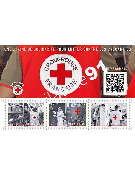 n° 5350- 5352 ** - Feuille 5350 - Croix-Rouge - Une chaîne de solidarité pour lutter contre les précarités