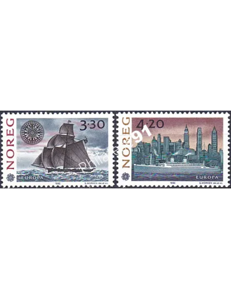 Timbres de Norvège n° 1053 à 1054, EUROPA 1992, collection Europe