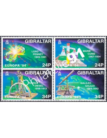 Timbres de Gibraltar n° 692 à 695, EUROPA 1994, collection Europe