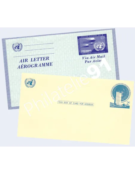 ONU, New-York, Lot de 2 entiers Postaux, collection timbres Monde