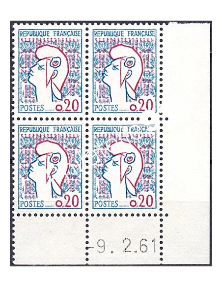 Coin daté sur Timbre n° 1282, Collection timbres France