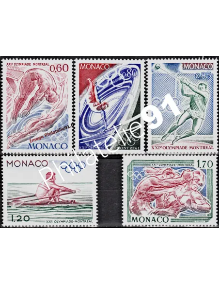 Timbres de MONACO - n° 1057 à 1061 - Jeux olympiques de Montréal