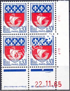 Coin daté sur Timbre n° 1354B, Collection timbres France