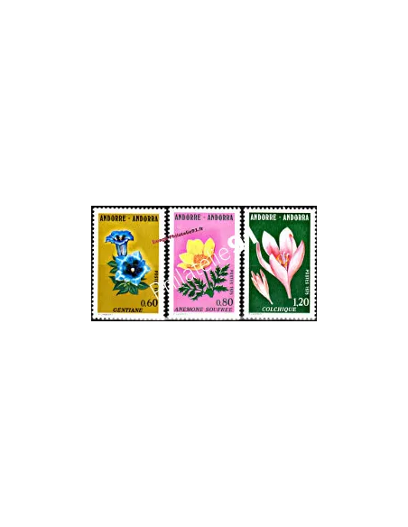 Timbres  Andorre Français n° 245 à 247 - Thématique : Fleurs