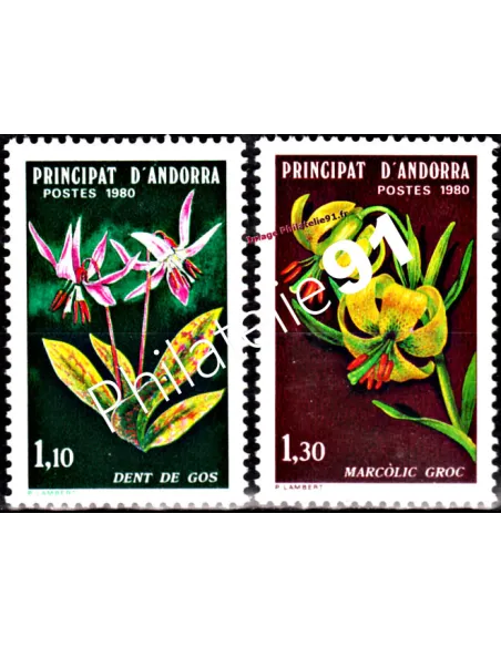 Timbres d'ANDORRE FRANÇAIS n° 286 à 287 -  Thématique : Fleurs