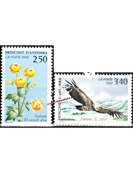 Timbres  d'Andorre Français n° 420 à 421 - Thématique Rapace