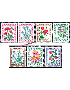Timbres Taxe d'Andorre Français n° 46 à 52 - Thématique : Fleurs