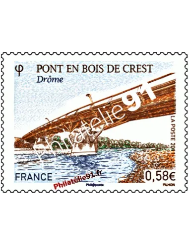Timbre de France n° 4544 - pont en bois de Crest (Drôme)