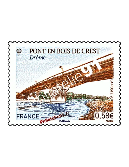 Timbre de France n° 4544 - pont en bois de Crest (Drôme)