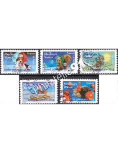 Adhésifs n° 140 à 144, collection timbres France