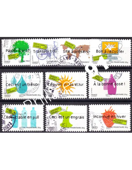 Adhésifs n° 183 à 192, collection timbres France