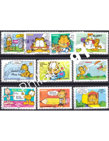 Adhésifs n° 194 à 203, collection timbres France