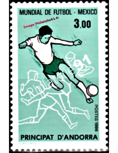 Timbre d'Andorre Français n° 350 - coupe de monde de Football, au Mexique