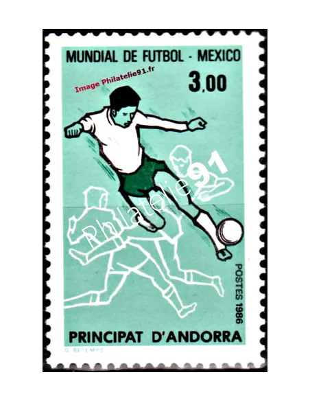 Timbre d'Andorre Français n° 350 - coupe de monde de Football, au Mexique