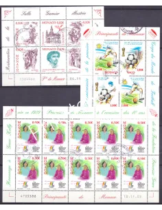 Lot de mini-feuilles oblitérées, collection timbres Monaco