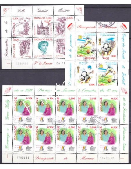 Lot de mini-feuilles oblitérées, collection timbres Monaco