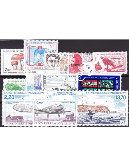 Année complète 1988 de Saint-Pierre-et-Miquelon, collection timbres Dom-Tom