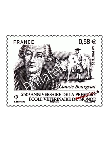 Timbre de France n° 4553 - École vétérinaire de Lyon - C. Bourgelat