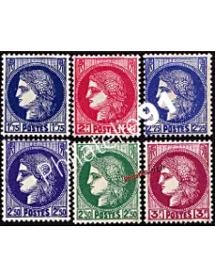 Timbres de France n° 372 à 376* charnière - Type Cérès