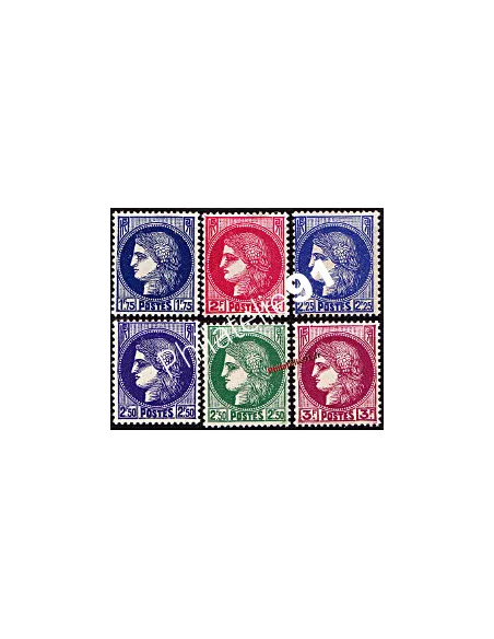 Timbres de France n° 372 à 376* charnière - Type Cérès