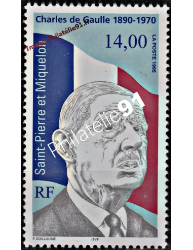 Timbre de St-Pierre-et-Miquelon n° 622, De Gaulle, collection Dom-Tom