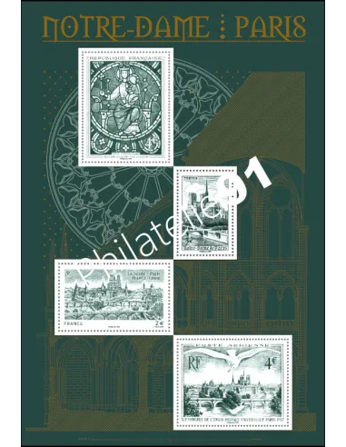 n° 5440 à 5443 - Feuille 5440 - Bloc doré Notre Dame de Paris 2020