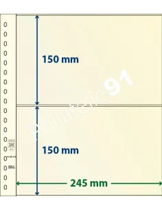 LINDNER - Feuilles neutres LINDNER-T - 2 POCHES (Paquet de 10) - conviennent pour les Feuillets de France, format horizontal