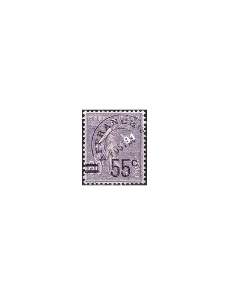Timbre Préoblitéré n°   47 "oblitéré" (Sans gomme) - Type Semeuse lignée - Timbre surchargé - Très bon centrage (250422-29)