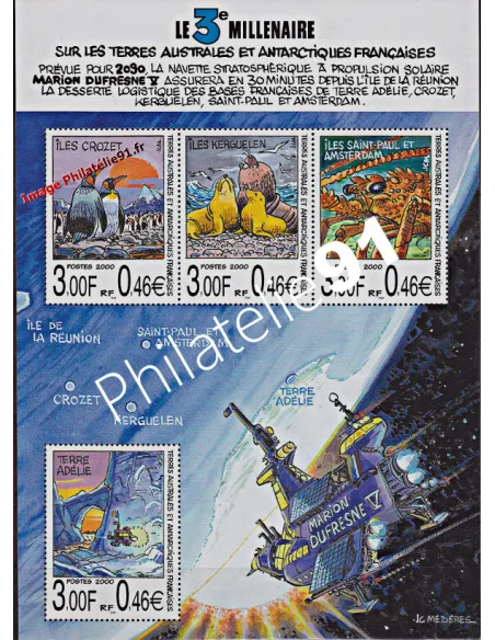 Bloc Feuillet n° 4 des TAAF, collection timbres Dom-Tom