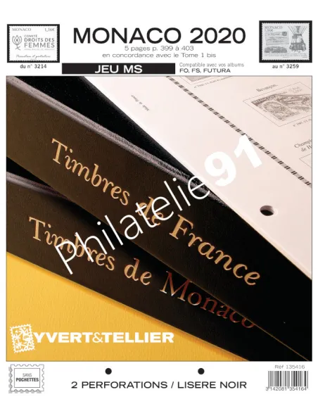 Jeu MS MONACO 2020, matériel philatélie