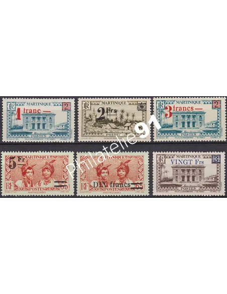 Martinique, n° 220 à 225, Collection timbres Colonies