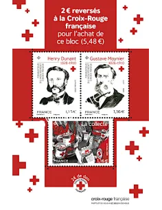 n° 5430 à 5432 - Feuille 5430 - Croix-Rouge française - Henry Dunant, Gustave Moynier