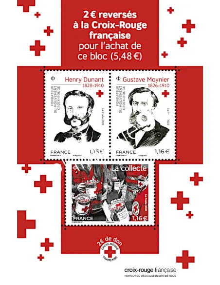 n° 5430 à 5432 - Feuille 5430 - Croix-Rouge française - Henry Dunant, Gustave Moynier