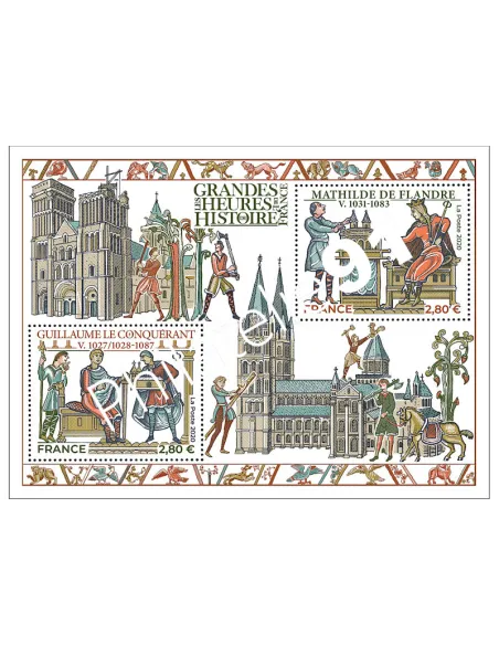 n° 5455 à 5456 - Feuille 5455 - Les grandes heures de l'Histoire de France - Guillaume le Conquérant et Mathilde de Flandre