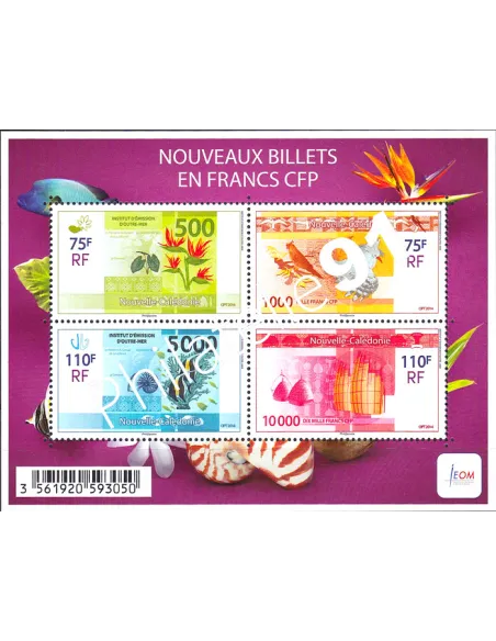 NOUVELLE CALEDONIE, n° 1208 à 1211,Feuille, collection timbres Dom-Tom