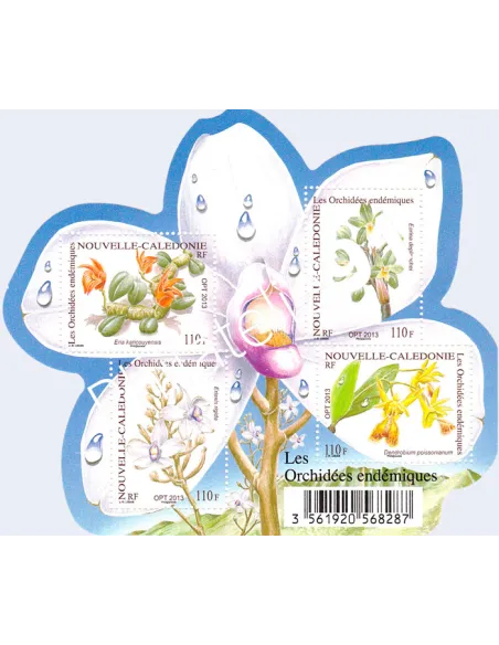 NOUVELLE CALEDONIE, Feuille n° 1195, orchidées, collection timbres Dom-Tom