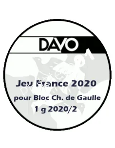 -  DAVO -    Jeu Luxe FRANCE 2020 - pour Bloc extra Charles de Gaulle - 1g 2020/2