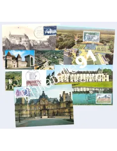 Lot de 5 Cartes Maximum, Châteaux, Collection lettre France