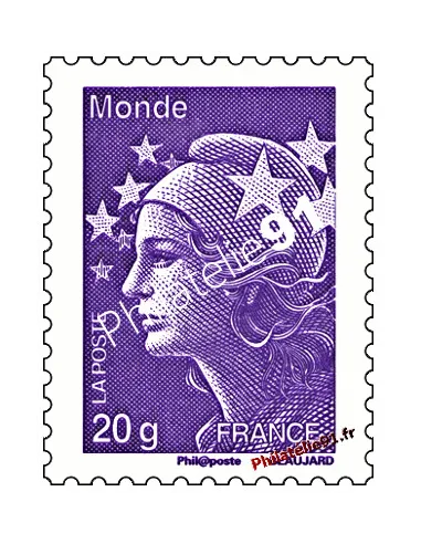 Timbre de France n° 4568 - Marianne et l'Europe - Monde 20g - violet