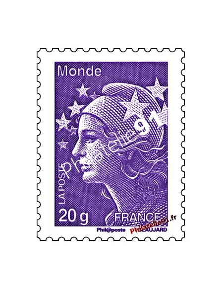 Timbre de France n° 4568 - Marianne et l'Europe - Monde 20g - violet
