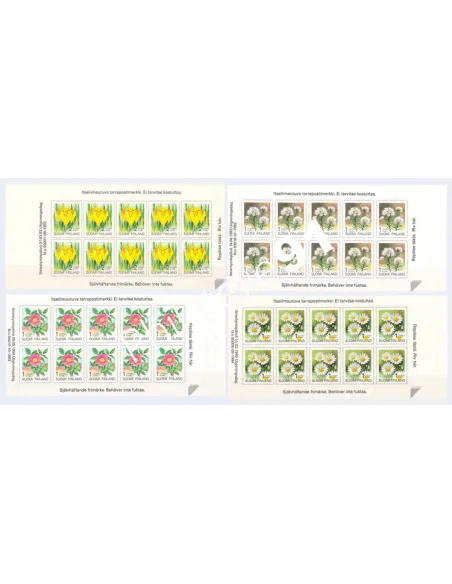 Finlande, Lot de 4 Carnets, fleurs, timbres d'Europe