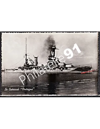 Carte postale - Cuirassé -BRETAGNE- - Flotte française 39/45 (2)