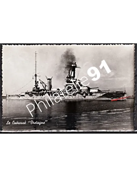 Carte postale - Cuirassé -BRETAGNE- - Flotte française 39/45 (2)
