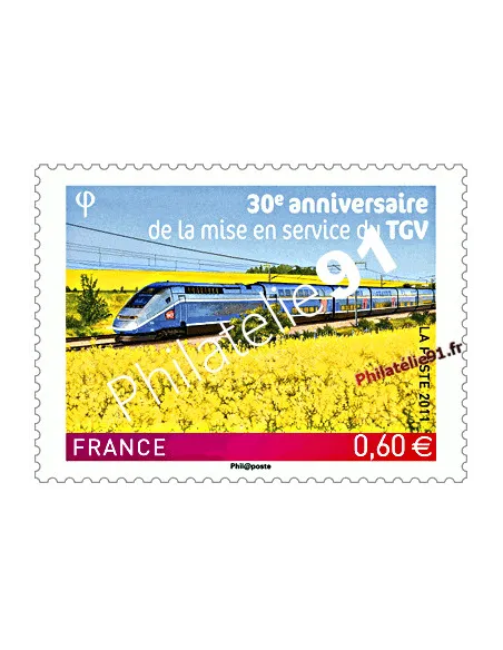 Timbre de France n° 4592 - 30ème anniversaire de la mise en service du TGV
