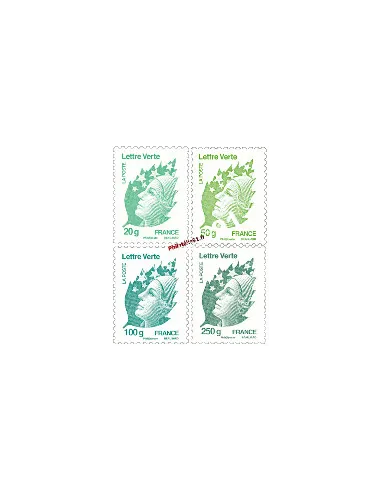 Timbres de France du n° 4593 au n° 4596 - Les 4 Marianne "Lettre verte"