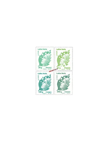 Timbres de France du n° 4593 au n° 4596 - Les 4 Marianne "Lettre verte"