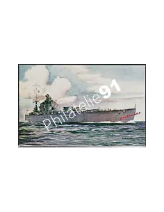 Carte Postale - -H.M.S RODNEY- - (DESSIN)- Flotte anglaise 39/45