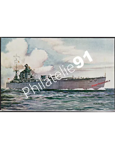 Carte Postale - -H.M.S RODNEY- - (DESSIN)- Flotte anglaise 39/45