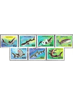 Timbres de Tanzanie n° 1428 à 1434 - Thématique: Requins